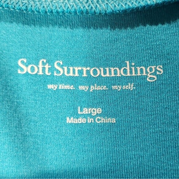 Soft Surroundings Maxi Dress Hi Low Short Sleeve Cotton Casual Blue‎ Stretch L - Picture 10 of 12